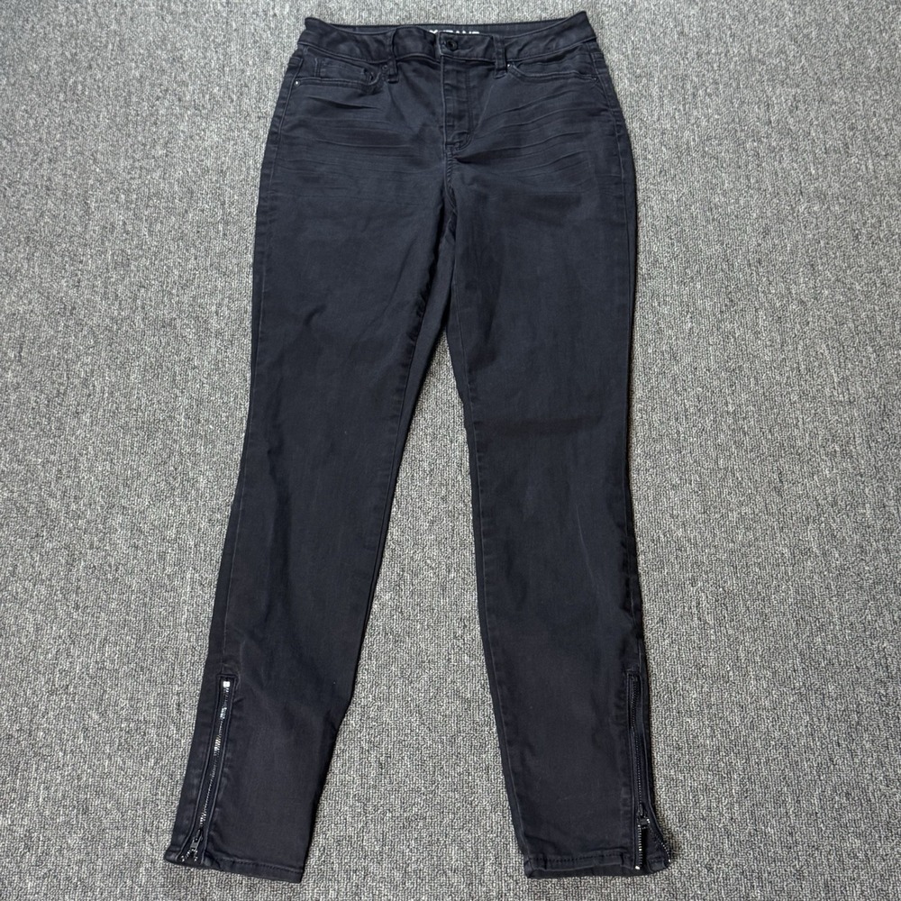 DKNY Jeans Manhattan High Rise Skinny Zipper Cuffs Black Women's Size 8